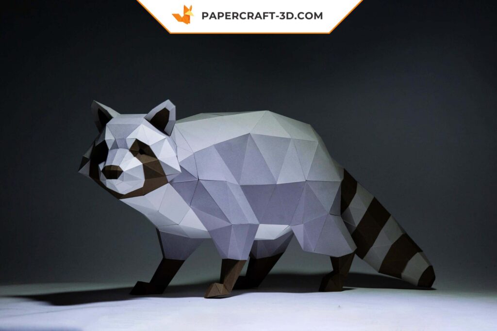 3D Origami Raccoon Papercraft