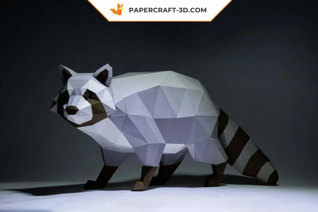 Papercraft raton laveur en origami papier 3D à télécharger, weergave 3