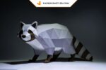 Papercraft raccoon in 3D origami