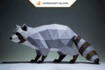 Papercraft raccoon in 3D origami