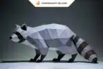 Papercraft raton laveur en origami papier 3D à télécharger, weergave 4