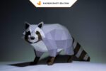 Papercraft raccoon in 3D origami