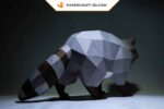 Papercraft raccoon in 3D origami