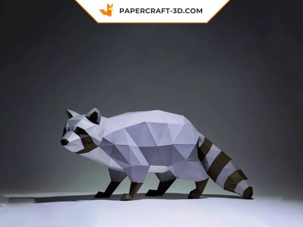 Papercraft raton laveur en origami papier 3D à télécharger