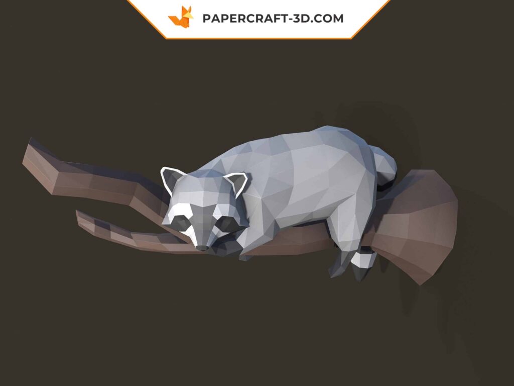 Papercraft de guaxinim em origami 3D