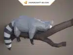 Papercraft Raton Laveur origami papier 3D, weergave 8