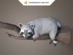 Papercraft Raton Laveur origami papier 3D, weergave 9