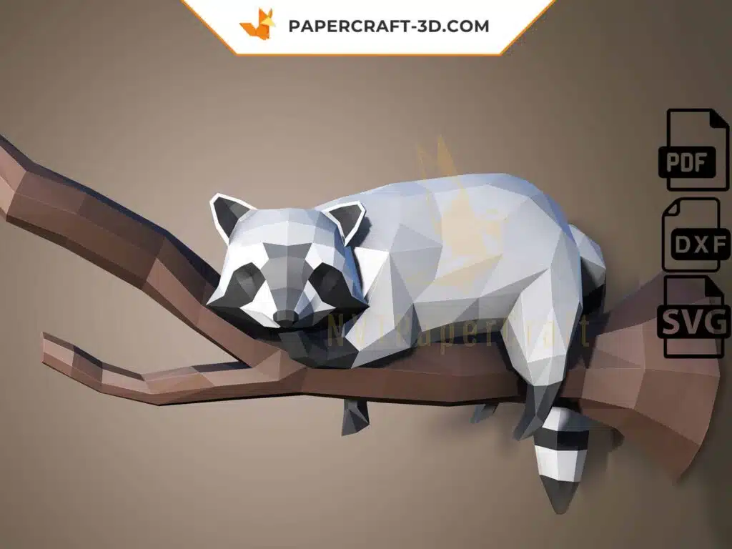 Papercraft Raton Laveur origami papier 3D