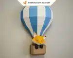Baby Fox Papercraft in a 3D Origami Hot Air Balloon, detail, weergave 2