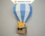 Baby Fox Papercraft in a 3D Origami Hot Air Balloon, view 2, weergave 2