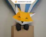 Baby Fox Papercraft in a 3D Origami Hot Air Balloon, 3D model