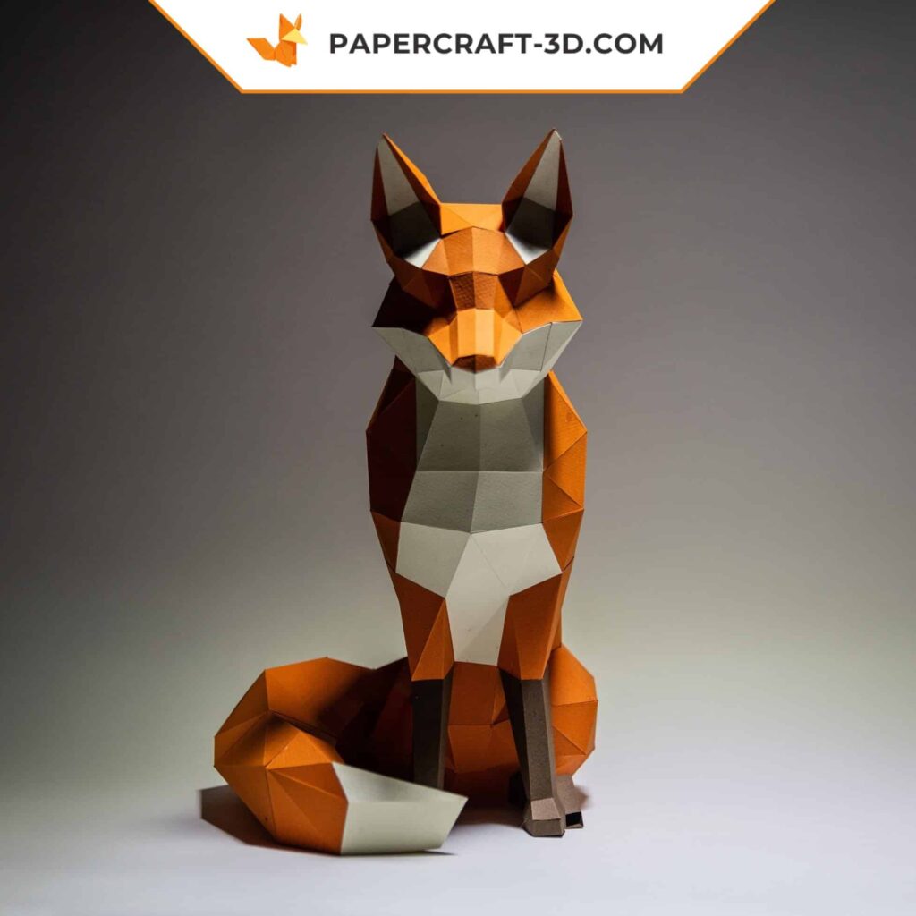 Papercraft fox in 3D origami
