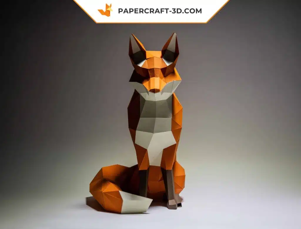 Papercraft Renard en origami de papier 3D à télécharger, weergave 2