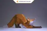 Papercraft Renard Étirant modèle origami papier 3D, weergave 2