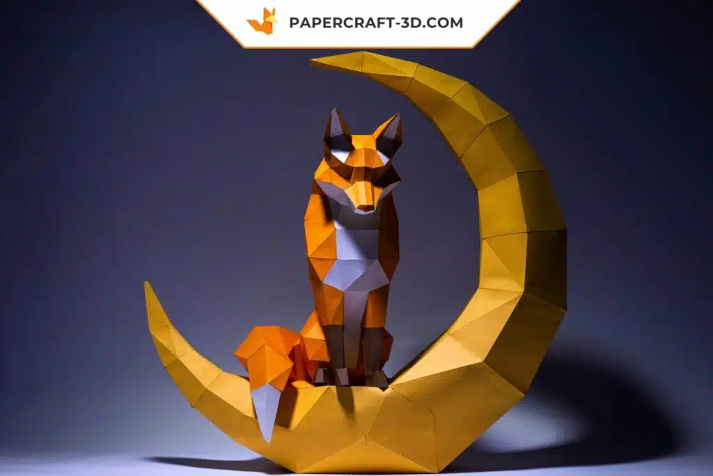 Papercraft Renard Lunaire origami papier 3D, weergave 3