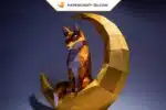 Papercraft Renard Lunaire origami papier 3D, weergave 4