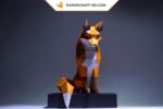 Papercraft of the moon fox in 3D origami
