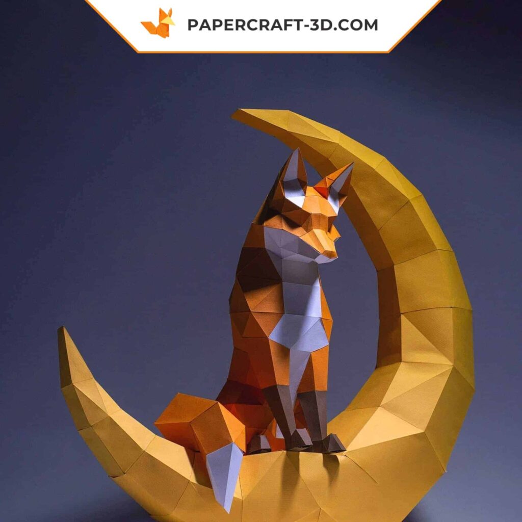Papercraft of the moon fox in 3D origami