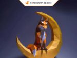Papercraft of the moon fox in 3D origami