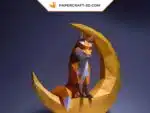 Papercraft Renard Lunaire origami papier 3D