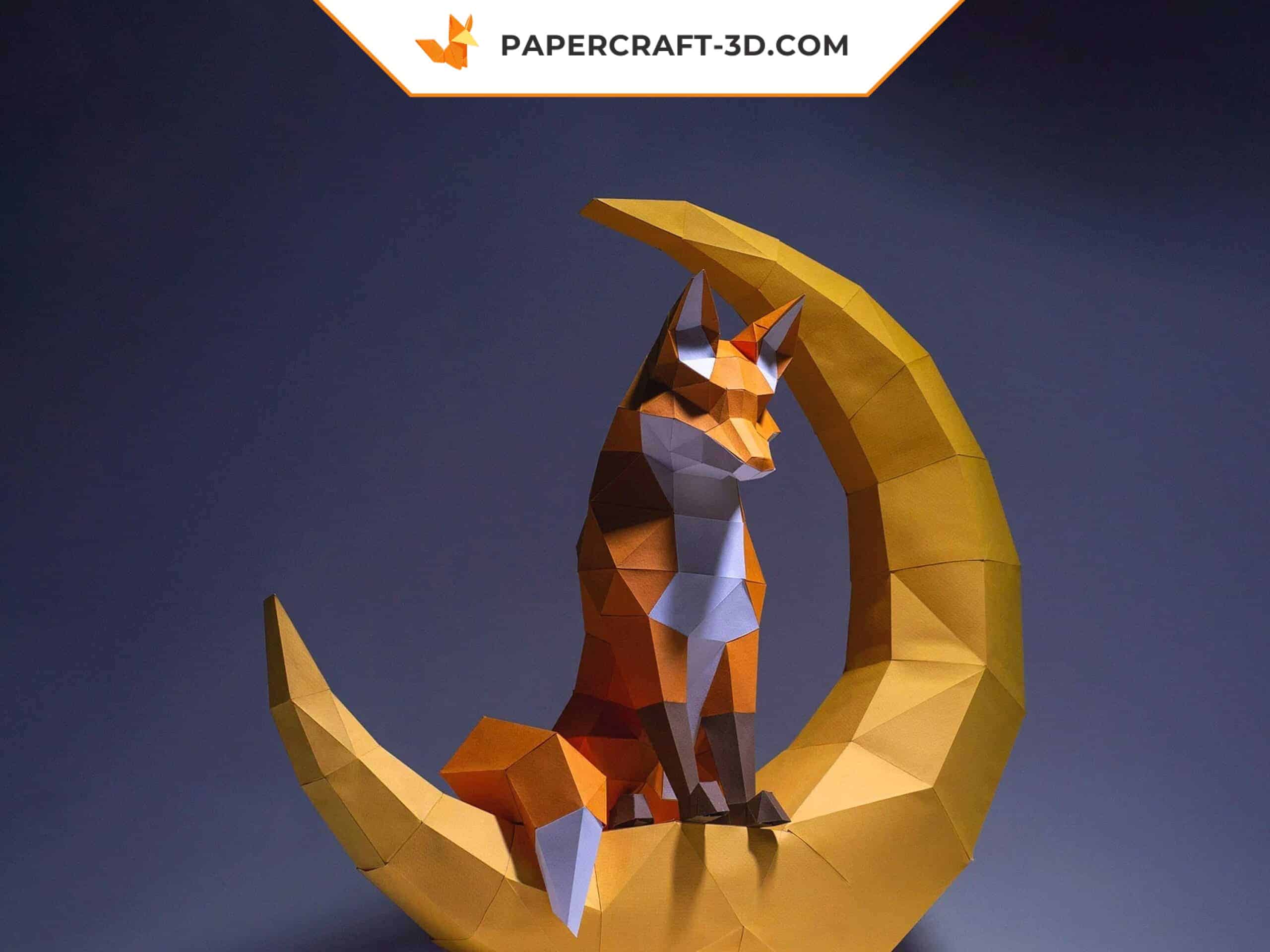 Papercraft of the moon fox in 3D origami Papercraft of the moon fox in 3D origami