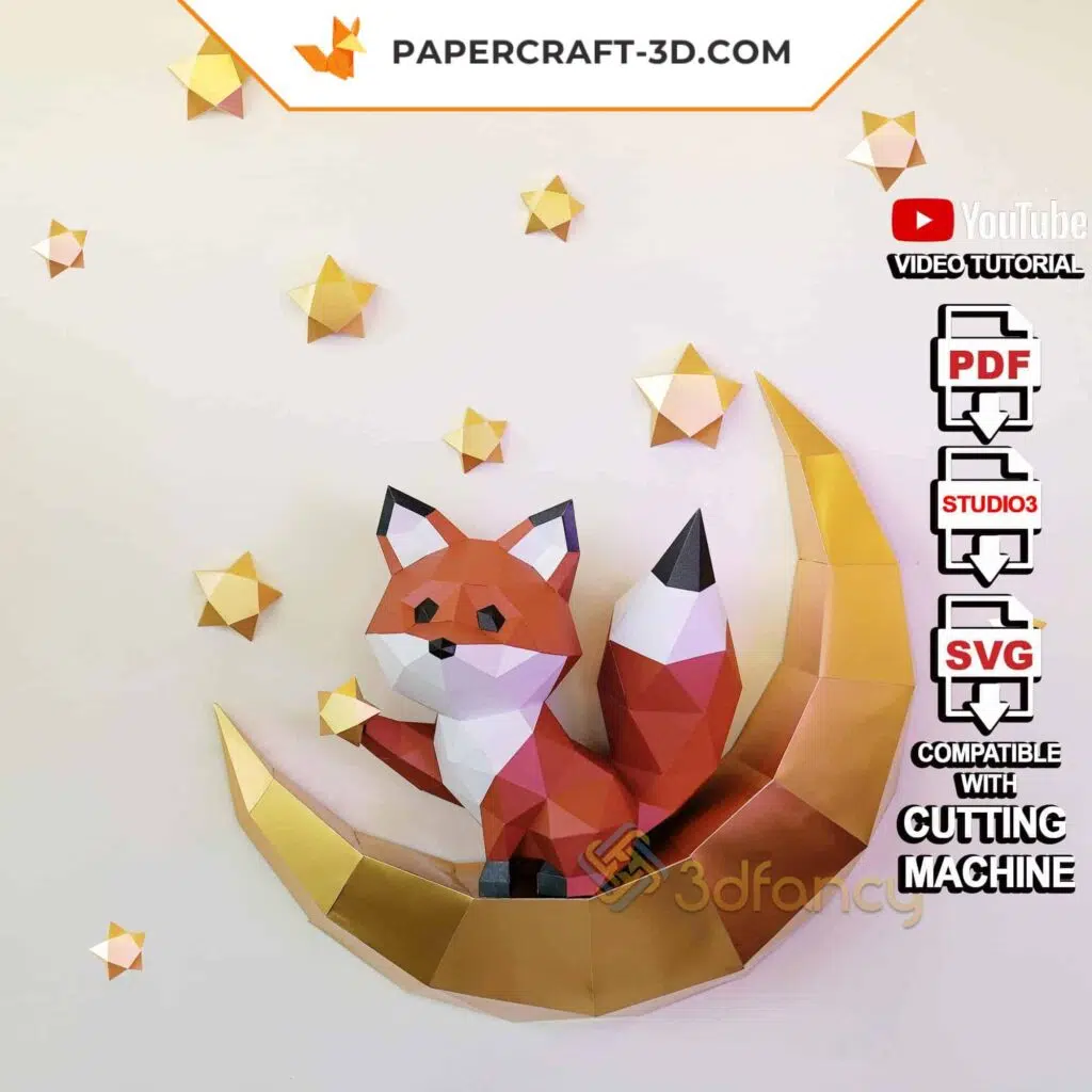 Moon Fox 3D Paper Origami Papercraft