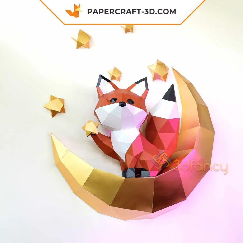 Moon Fox 3D Paper Origami Papercraft