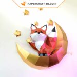 Papercraft fox moon in 3D origami