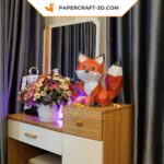 Papercraft fox moon in 3D origami