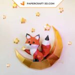 Papercraft fox moon in 3D origami