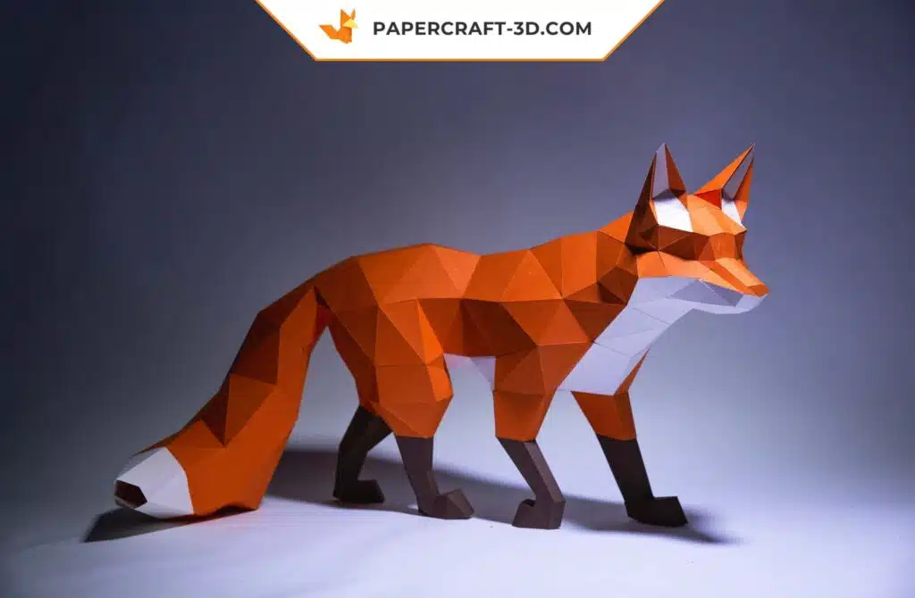 Papercraft Renard marchant en origami papier 3D