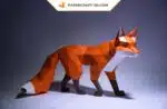Papercraft Renard marchant en origami papier 3D