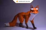 Papercraft di volpe che cammina in origami 3D