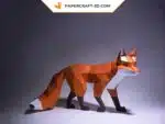 Papercraft Renard marchant en origami papier 3D, vue 5