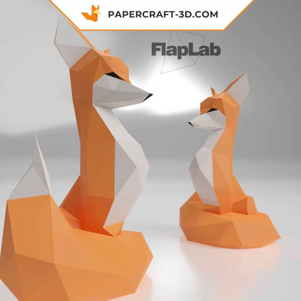 Papercraft raposa em origami 3D
