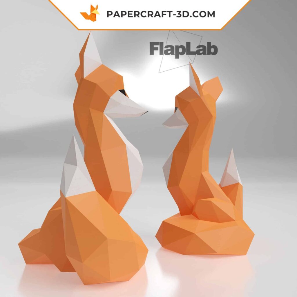 Papercraft raposa em origami 3D