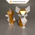 Papercraft süßer Fuchs in 3D Origami