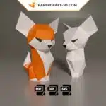 Papercraft de raposa fofa em origami 3D