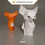 Papercraft de raposa fofa em origami 3D