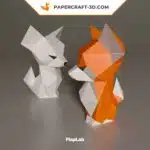 Papercraft de raposa fofa em origami 3D