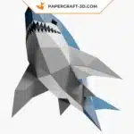 Papercraft requin bébé origami papier 3D, weergave 5
