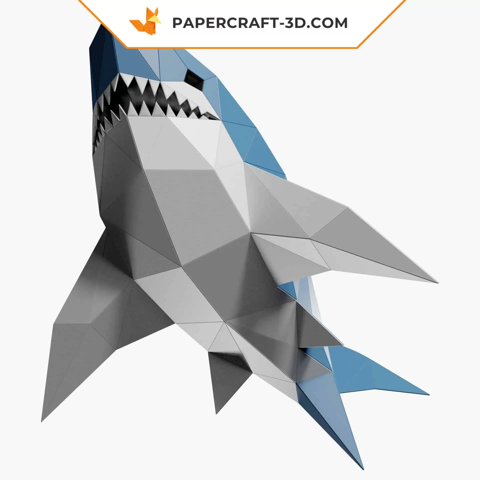 Papercraft requin bébé origami papier 3D, weergave 4
