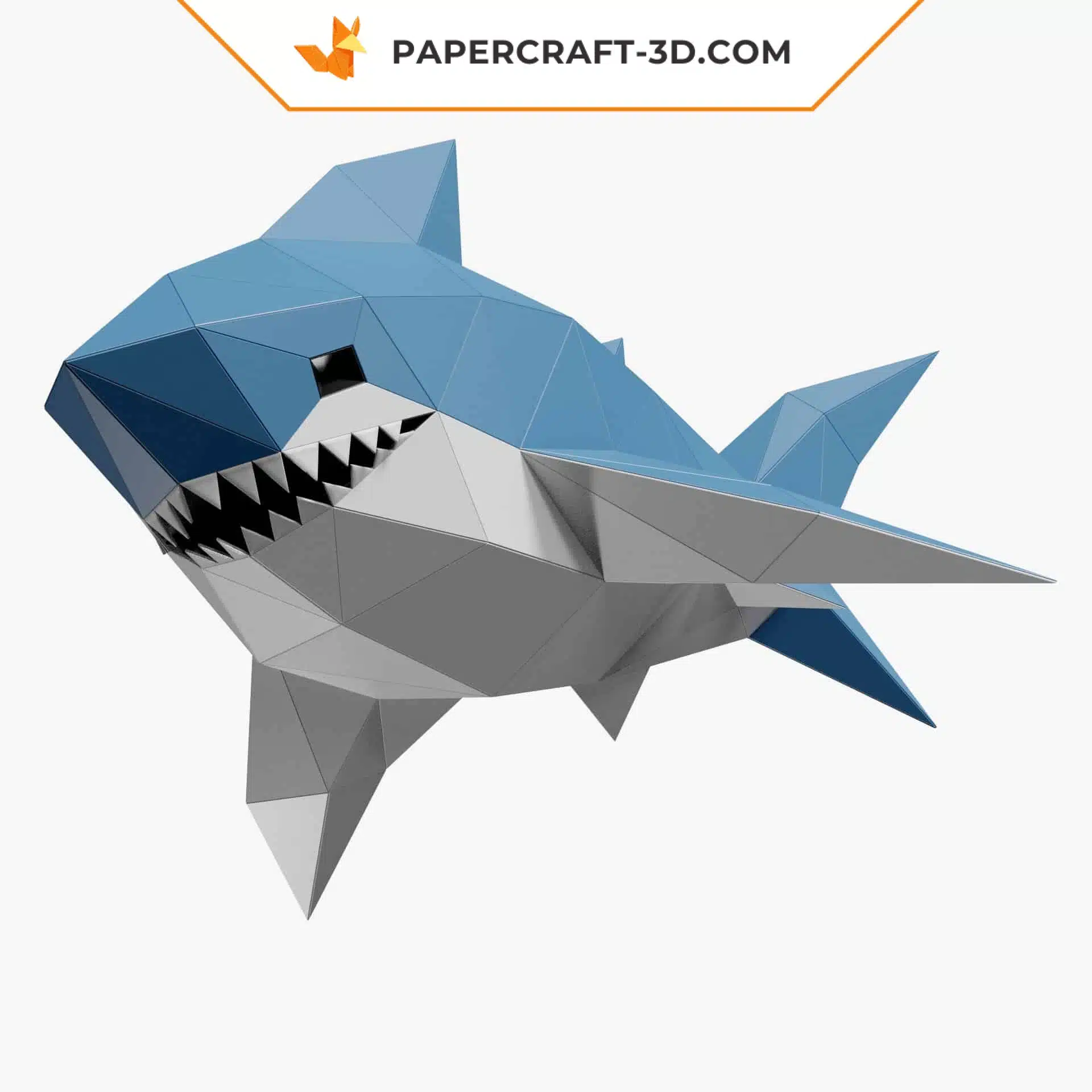 Papercraft requin bébé origami papier 3D, weergave 5