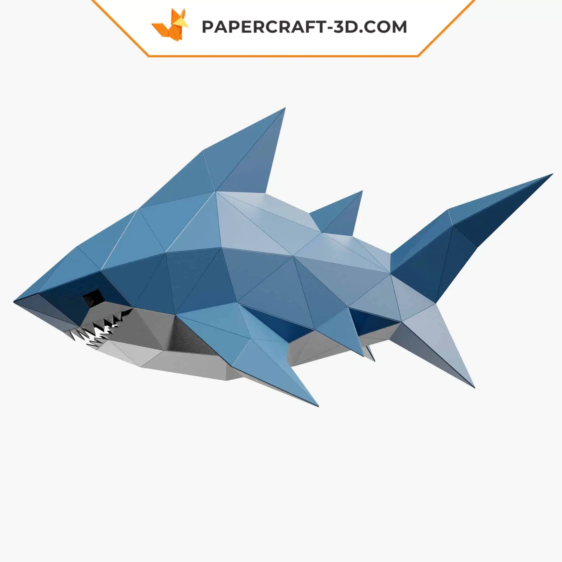 Papercraft requin bébé origami papier 3D, weergave 6
