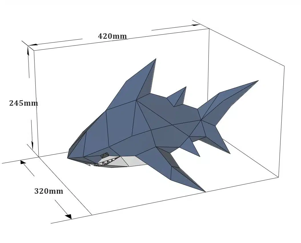 Papercraft requin bébé origami papier 3D, weergave 7