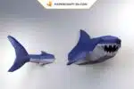 Papercraft shark white mural in 3D origami