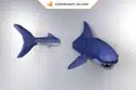 Papercraft shark white mural in 3D origami