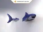 Papercraft shark white mural in 3D origami