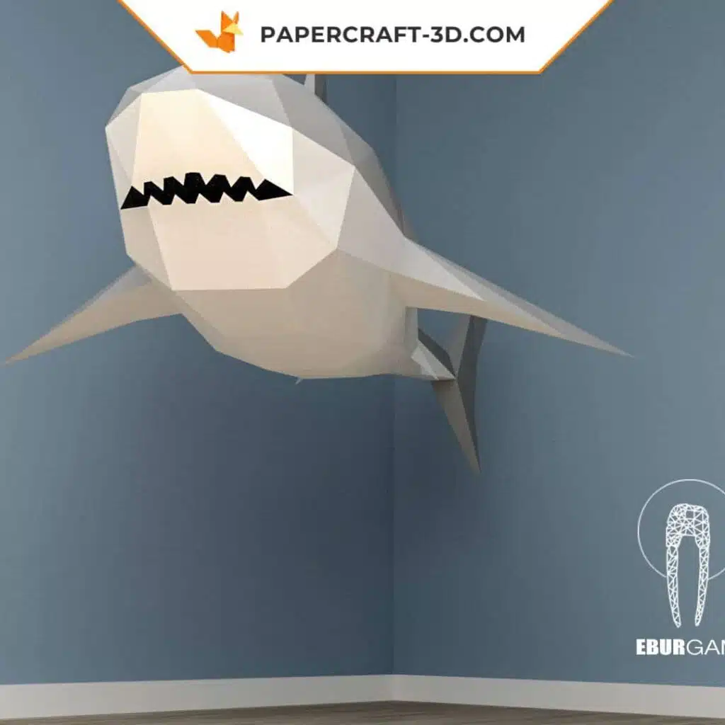 XXL Weißer Hai als 3D-Origami-Papercraft