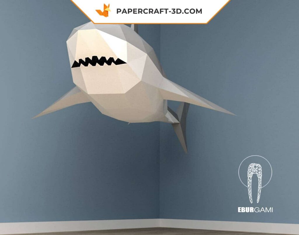 Papercraft de tubarão branco XXL em origami 3D